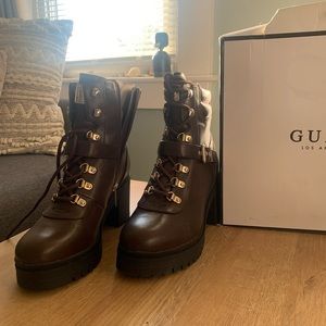 Guess brown lug boots